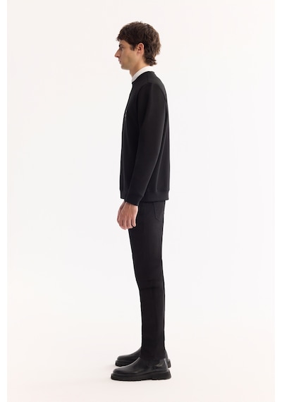 Avva Erkek Siyah Bisiklet Yaka Pamuklu Bi-stretch Baskılı Regular Fit Sweatshirt A52y1264