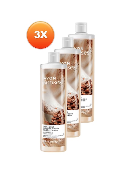 Avon Senses Indulgent Buttermilk Ve Kakao Özü İçeren Duş Kremi 3 x 500 ML