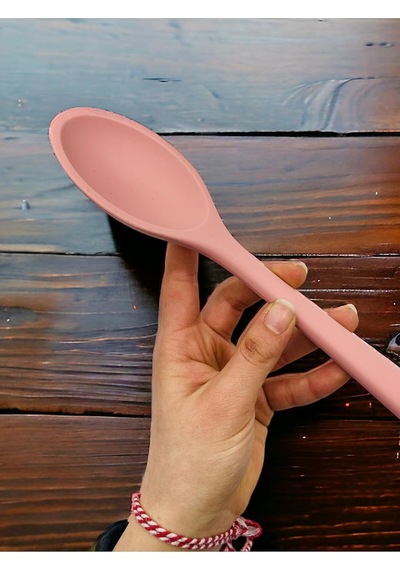 Sert Uçlu Isıya Dayanıklı Silikon Kaşık Seti, 28 Cm-22 Cm-20 Cm, Somon
