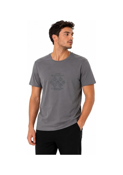 Tommy Life Erkek Koyu Gri Bisiklet Yaka Tshirt