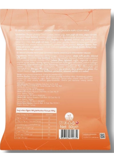 Beyaz Çikolatalı Misket Limonlu Çilek Draje, 50g