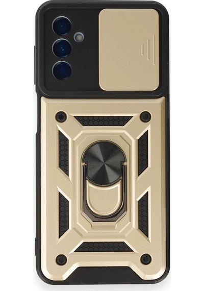 Uray Store Samsung Galaxy Uyumlu  M14 5g Kılıf Pars Lens Yüzüklü Silikon - Gold