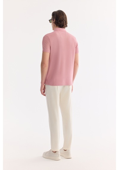 Avva Erkek Gül Kurusu Kıvrılmaz Polo Yaka %100 Pamuk Basic Regular Fit T-shirt B001032 Gülkurusu