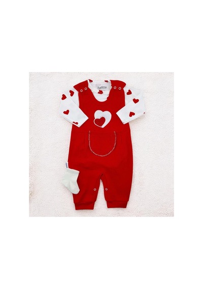 Nafitto Baby&junior Nafitto Kalpli Kız Bebek Tulum Kırmızı Kırmızı