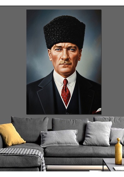 Mustafa Kemal Atatürk'ün Portresi Dekoratif Kanvas - Mdf Ahşap Tablo
