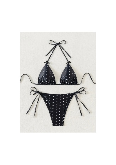 Lilly Siyah Beyaz Puantiyeli Bikini Takımı Siyah Siyah