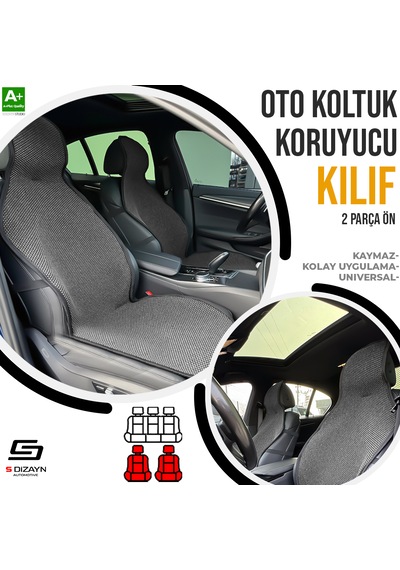 S-dizayn Oto Koltuk Koruyucu Kılıf Füme Universal 2 Parça Ön A+