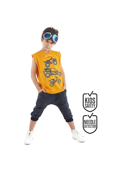Motocross Erkek Çocuk T-shirt Kapri Şort Takım