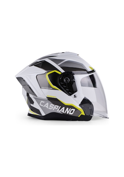 Valente Çenesiz Yarım Kask Çenesiz Csp 097 Matt Glossy White Gray Neon Yellow Şeffaf Vizörlü Motosiklet Kaskı Sarı