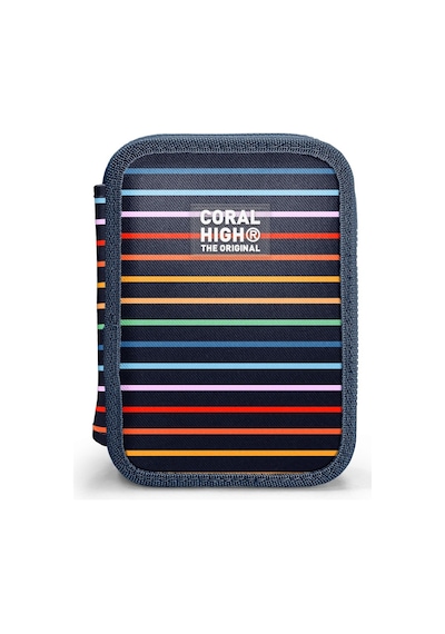 Coral High Erkek Çocuk Çok Renkli Çizgi Desenli Katlı Organizer Kalemlik Kalem Kutusu 31110