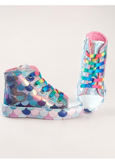 Mermaid Fermuarlı Hologram Kız Çocuk Sneakers Gri