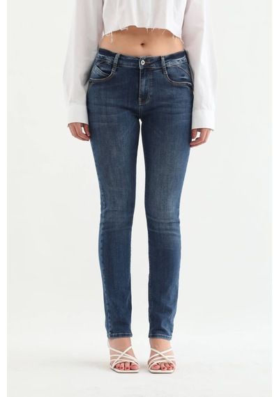 Kadın Likralı Slim Jean Pantolon Mavi 001