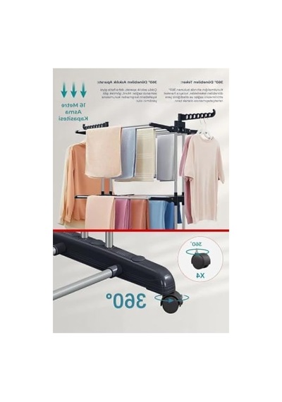Triplex Tasarımlı Katlanabilir Kurutmalık, Yer Tasarrufu Sağlayan Model 40 x 19