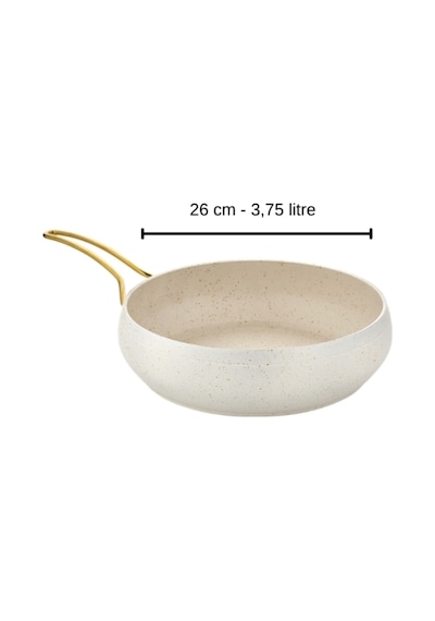 Caldora 26 Cm Gold Saplı Krem Güveç Tava Yanmaz Yapışmaz