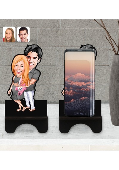 Kişiye Özel Bebek Süprizi Karikatürlü Ahşap Biblo Telefon Standı-