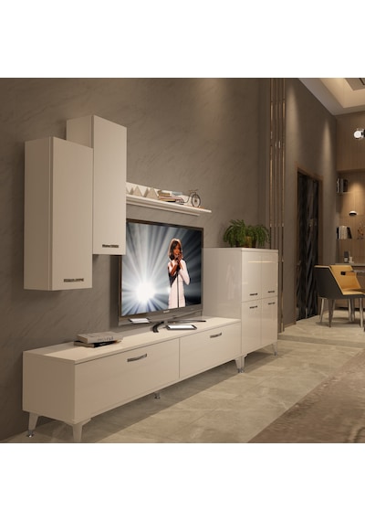 Decoraktiv Eko 6 Slm Std Silver Tv Ünitesi Tv Sehpası Beyaz