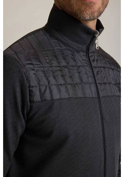 Ysf Erkek Siyah Fermuarlı Desenli Sweatshirt