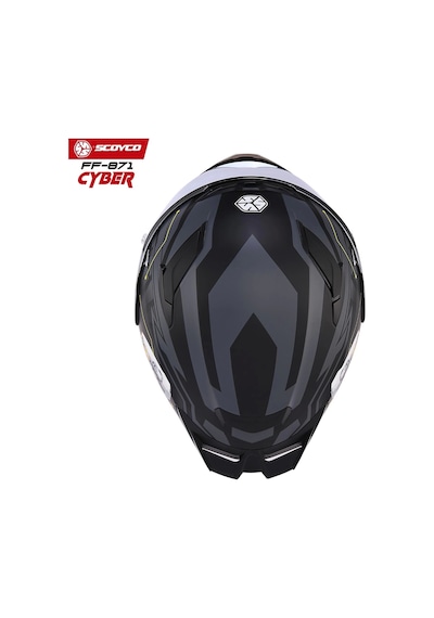 Gri Camlı + Scoyco Ff-871 Cyber Güneş Vizörlü Kapalı Kask Gri - Mat Siyah