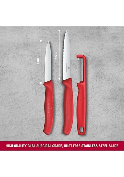 Victorinox 6.7111.33c1 Swiss Classic 3lü Bıçak Ve Soyacak Set, Kırmızı Çok Renkli