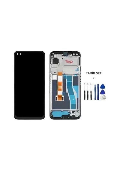 Tkgz - Oppo Realme 6 Pro Uyumlu Lcd Ekran Dokunmatik Wandey Servis Lcd Full Çıtalı + Tamir Kiti