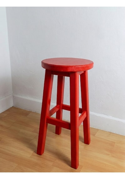 Ahşap Tabure 65 Cm / Kırmızı