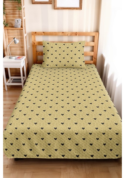 Kalpli Sarı Genç Odası Tek Kişilik Pike Takımı - Minimal Siyah 160x220 Cm Kapitone Yatak Örtüsü Turkuaz