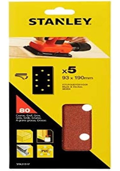 Sta31517 Zımpara, Kırmızı, 5 Adet, 80g Uyumlu