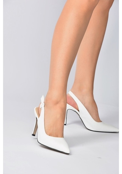 Fox Shoes Beyaz Sivri Burun Kadın Topuklu Ayakkabı K404910309