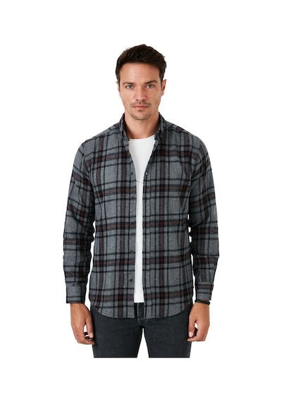 Buratti Ekoseli Uzun Kollu Slim Fit Kışlık Erkek Gömlek Cf21W112844 Antrasit