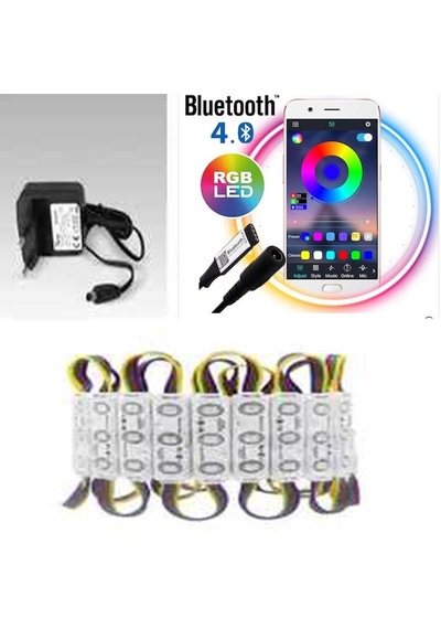 Bluetooth Telefon Kontrol Müzik Rgb Modül Led 5 Adet Adaptör Hed