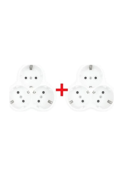 2 Adet 3'lü Topraklı Priz Çoklayıcı, 16a, 250v, 3600w, Isıya Dayanıklı Tasarım 0