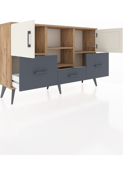 Arges Konsol 4 Raflı 3 Çekmeceli 3 Kapaklı 132x30x83 Çam-aytaşı/antrasit Aytaşı/antrasit Arges Konsol 4 Raflı 3 Çekmeceli 3 Kapaklı 132x30x83 Çam-aytaşı/antrasit Aytaşı/antrasit
