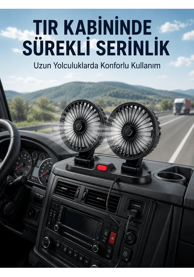 Çift Başlıklı Araç İçi Usb Vantilatör Soğutucu Fan -