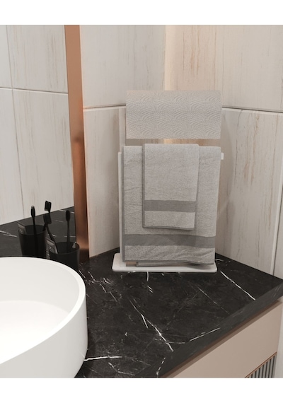 Aju Havluluk Tezgah Üzeri Kağıt Havluluk Ev Banyo Dekorasyonu Paslanmaz Metal Tasarım Montaj Gerektirmez Beyaz
