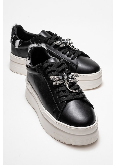 Luvishoes Luvi Shoes Laren Siyah Cilt Hakiki Deri Tokalı Kadın Günlük Spor Ayakkabı Siyah