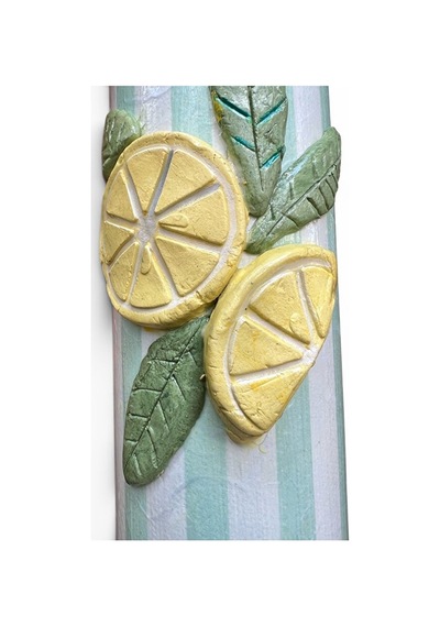 Büyük Boy Özel Tasarım Pastel Renkler Çizgili Limon Kabartmalı El Yapımı Cam Yağdanlık 750 Ml Turkuaz