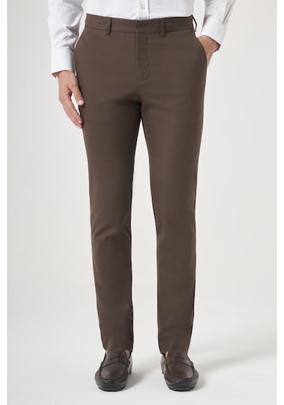 İmza Kahverengi Yan Cep Slim Fit Esnek Chino Pantolon 1003260154 Koyu Kahverengi