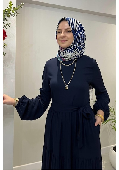 Rabia Şamlı Asil Lacivert Elbise Lacivert