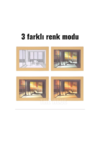 Çerçeveli Led Painting Masa Ve Gece Lambası Sonbahar Ambianslı Ka Diğer