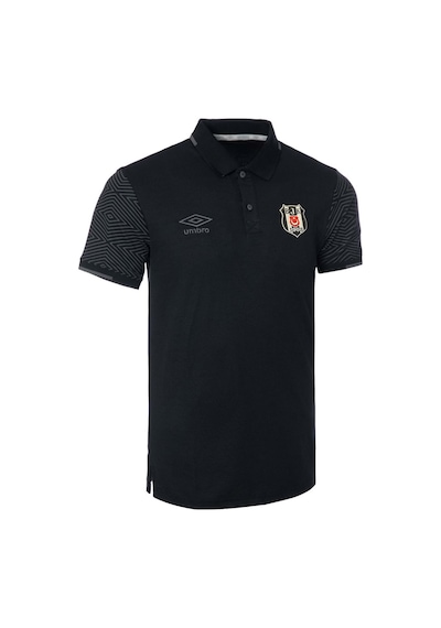Beşiktaş Orijinal Lisanslı Polo Yaka Siyah Spor T-shirt SIYAH