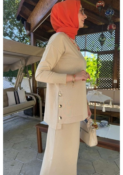 Rabia Şamlı Sezen Triko Takım Taş Çok Renkli