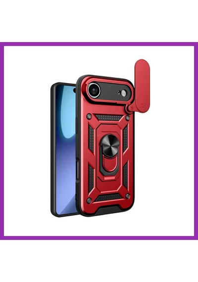 Bezos İphone 17 Air Uyumlu Pars Lens Yüzüklü Silikon - Kırmızı Bty