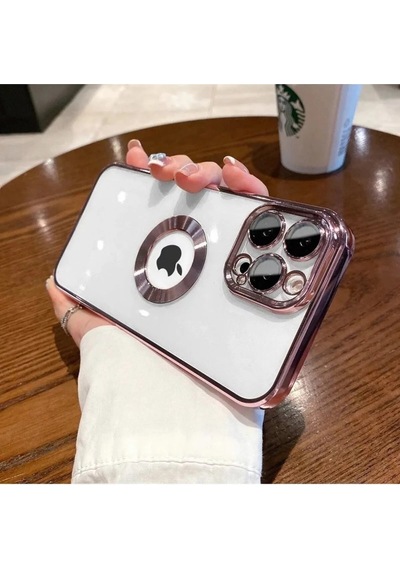 Apple Uyumlu iPhone 14 Promax Extra Kamera Korumalı Kamerası Cam Lensli Lazer Lüx Kılıf Kapak Tam Koruma Pembe