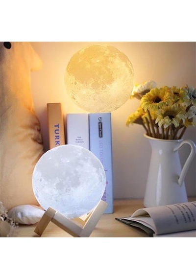 3d Ay Mom Sarı Renk Gece Lambası Stand Hediyeli