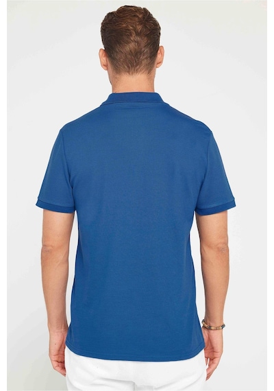 Tudors Erkek Slim Fit Dar Kesim %100 Pamuk İndigo Polo Yaka Tişört-32752 Indıgo İndigo