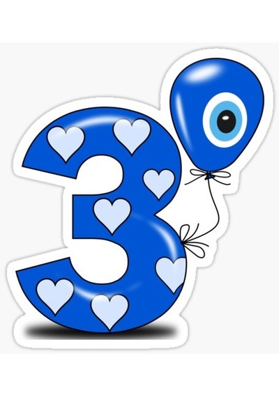 3 Yaş Nazar Sticker Yapıştırması Etiket 20 cm