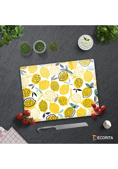 Decorita Cam Kesme Tahtası | Sarı Limonlar | 30cm x 40cm