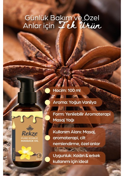 Vanilyalı Aromaterapi Yenilebilir Rahatlatıcı Doğal Masaj Yağı 100 Ml - 635851321