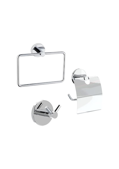 Banyo Aksesuar 3 lü Set Havluluk - Wc Kağıtlık - 2 li Askı Paslan Krom