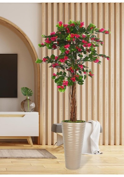 Yapay Ağaç Dore 57cm Kumsal Vazoda Begonvil Ağacı Fuşya Bodrum Çiçeği 180cm